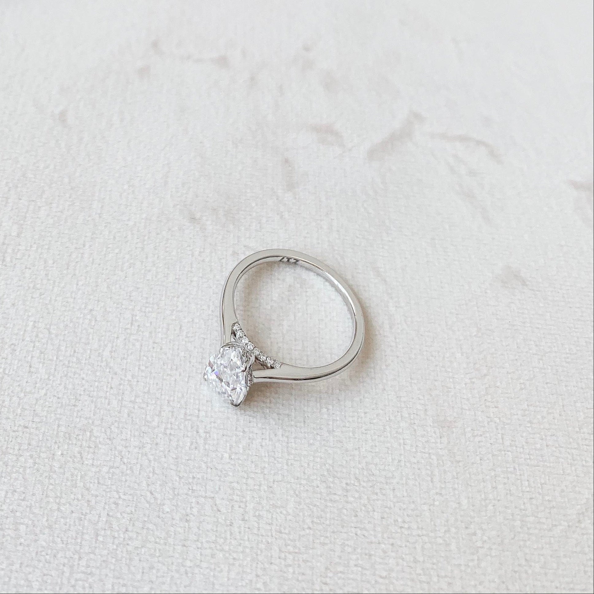1.5 CT Pear Hidden Halo & Pave Moissanite Engagement Ring
