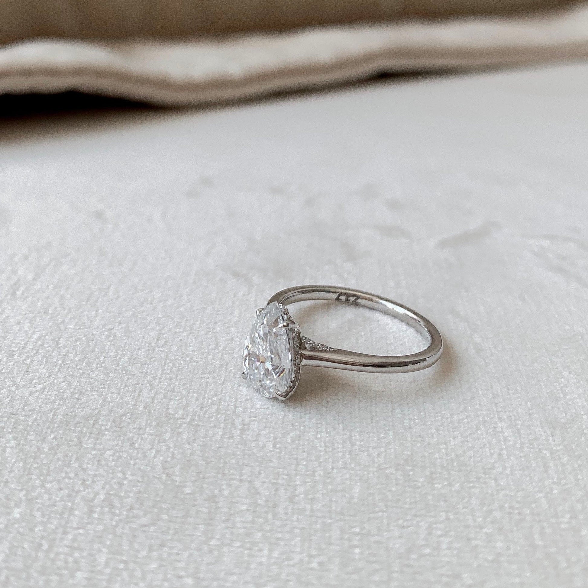 1.5 CT Pear Hidden Halo & Pave Moissanite Engagement Ring