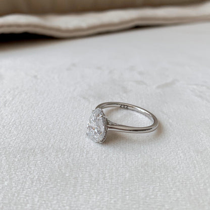 1.5 CT Pear Hidden Halo & Pave Moissanite Engagement Ring