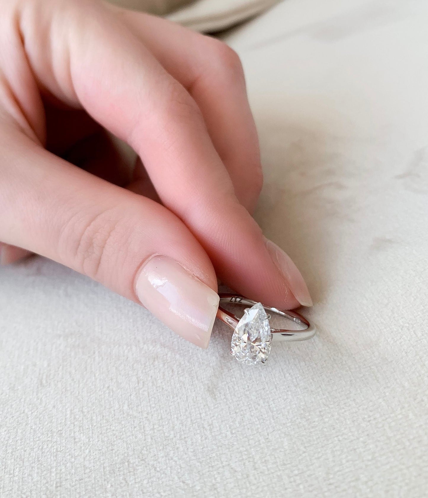 1.5 CT Pear Hidden Halo & Pave Moissanite Engagement Ring