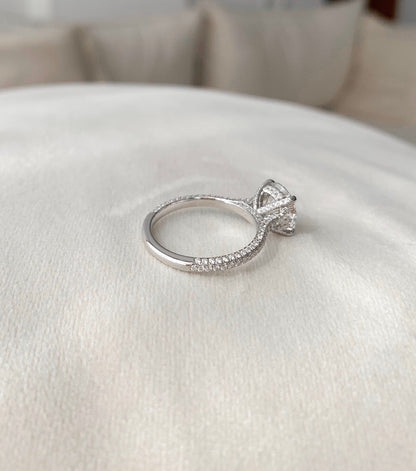 2.5 CT Round Hidden Halo & Pave Moissanite Engagement Ring