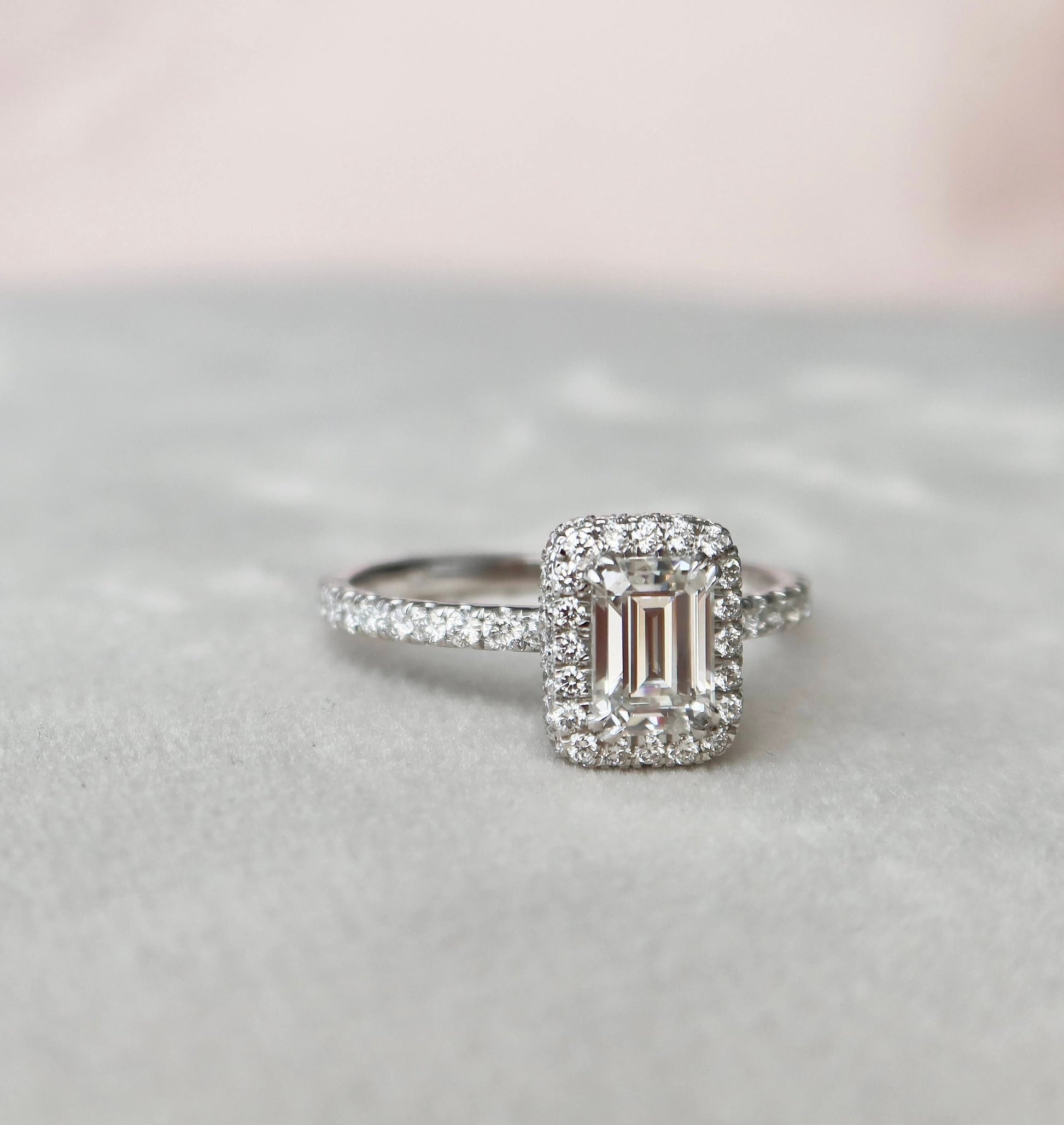 1 CT Emerald Halo & Pave Moissanite Engagement Ring