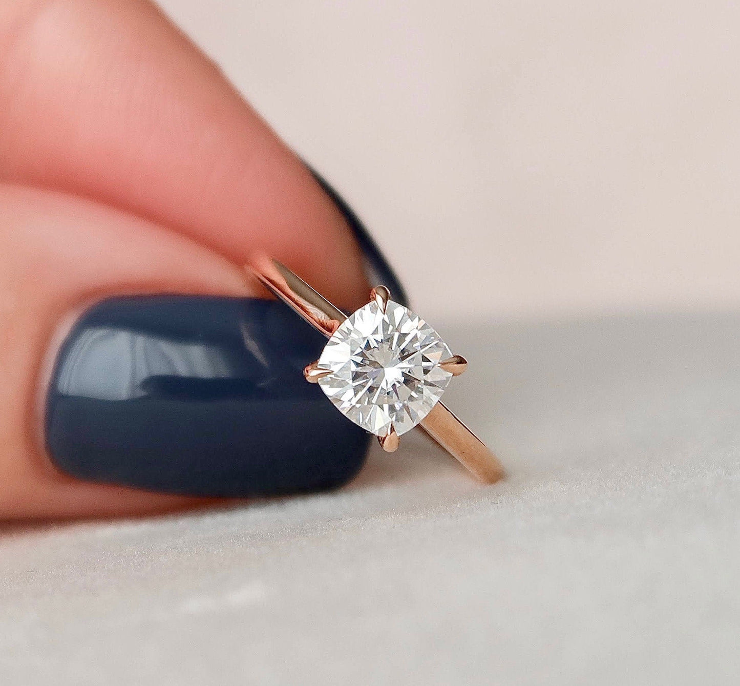 2 CT Cushion Hidden Halo & Pave Moissanite Engagement Ring