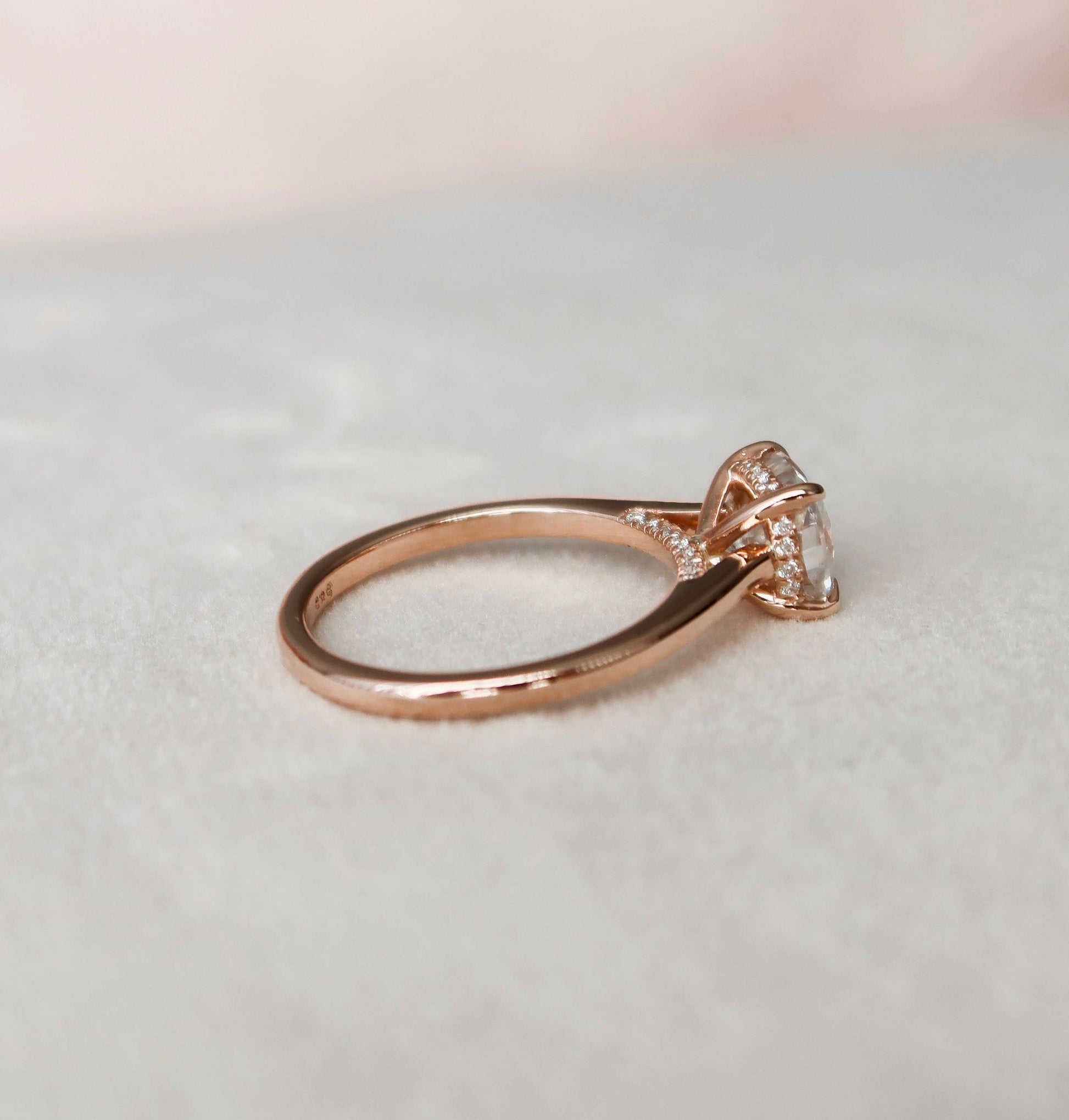 2 CT Cushion Hidden Halo & Pave Moissanite Engagement Ring