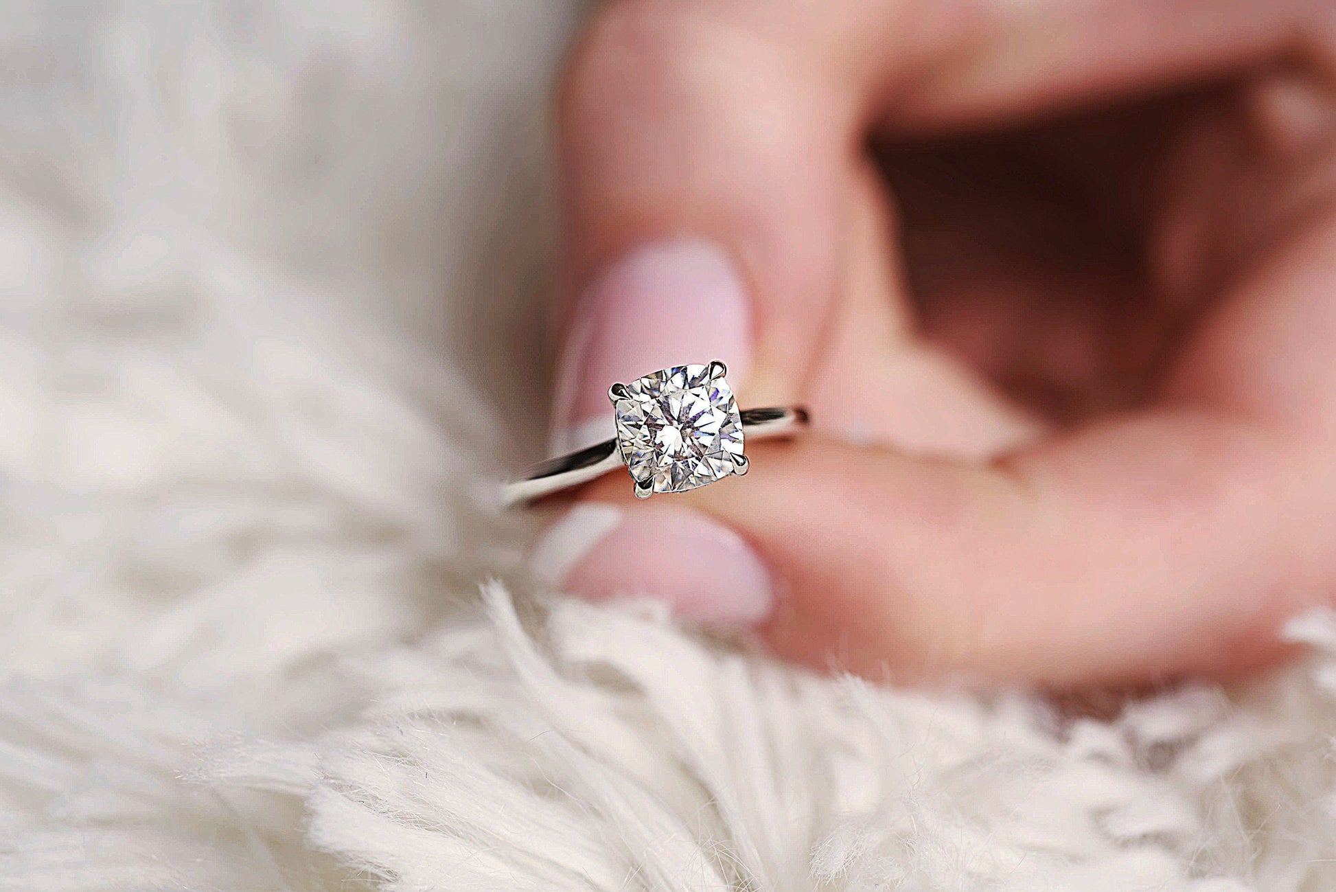 2 CT Cushion Hidden Halo & Pave Moissanite Engagement Ring