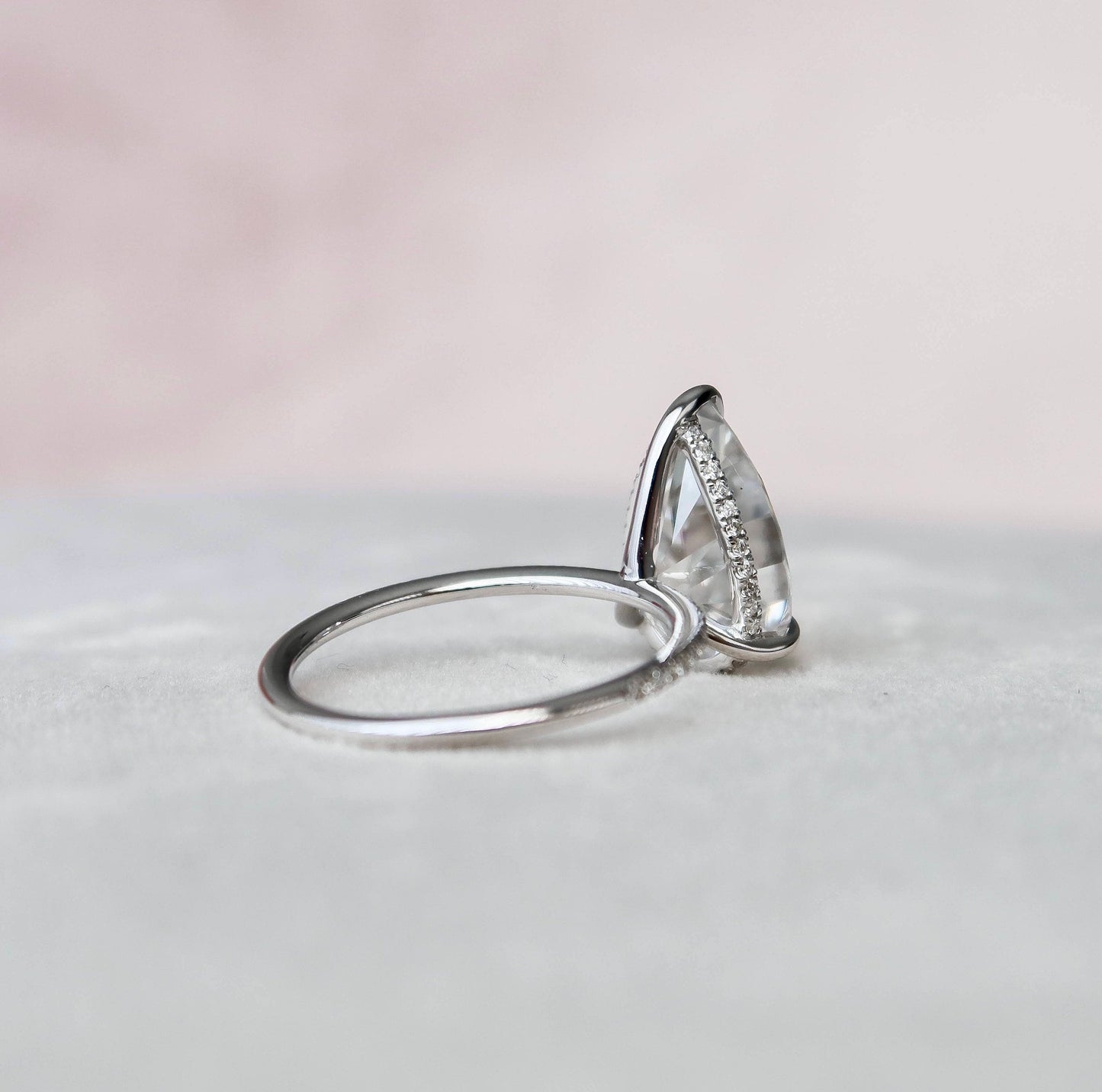 4.5 CT Pear Hidden Halo & Pave Moissanite Engagement Ring