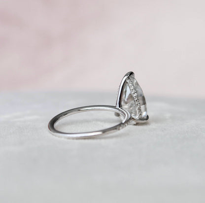 4.5 CT Pear Hidden Halo & Pave Moissanite Engagement Ring