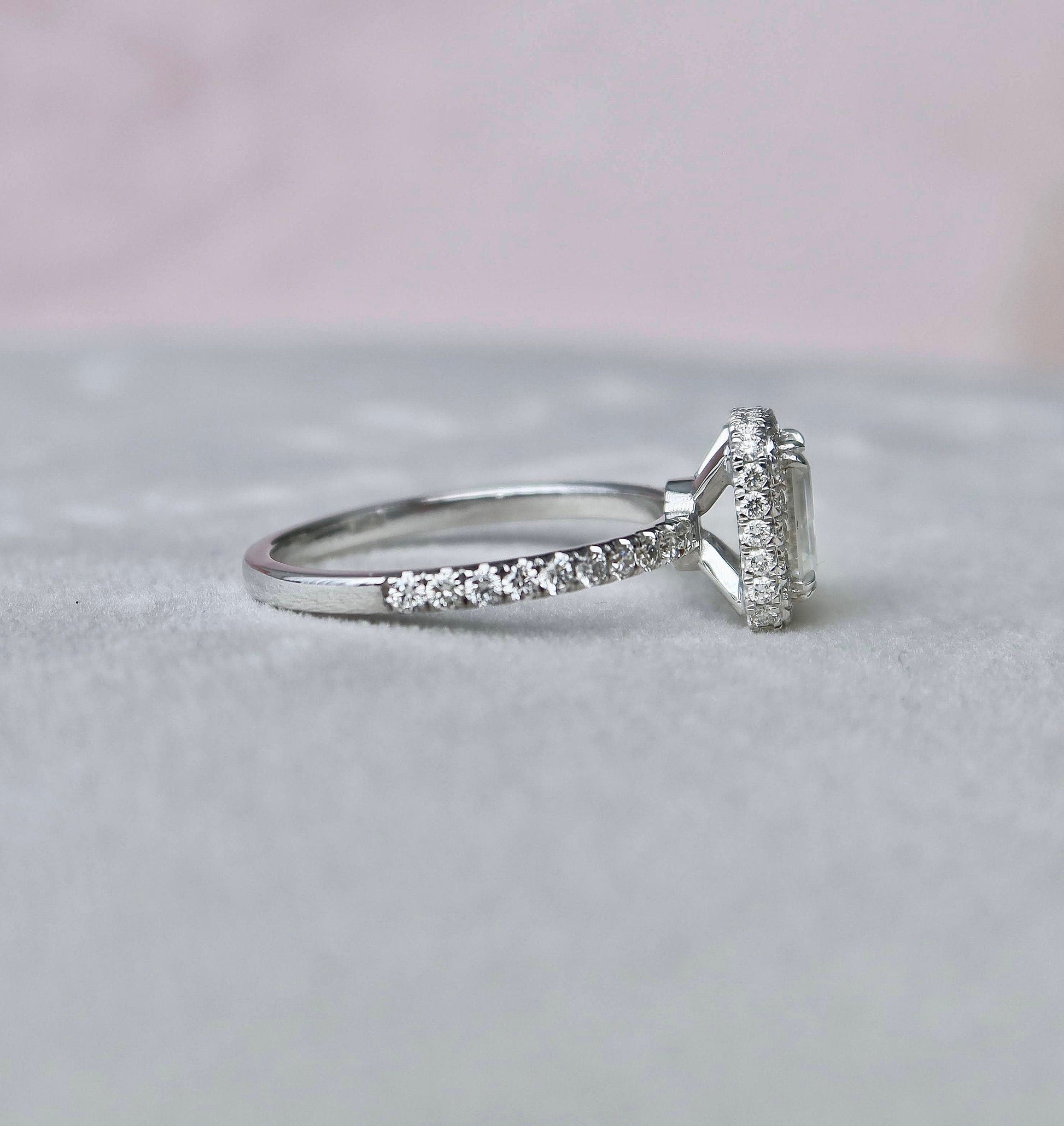1 CT Emerald Halo & Pave Moissanite Engagement Ring