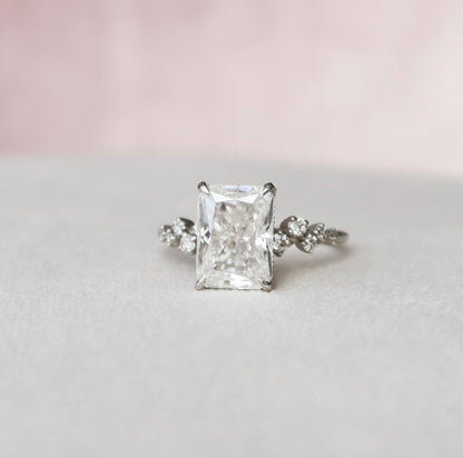 3.5 CT Radiant Hidden Halo & Pave Moissanite Engagement Ring