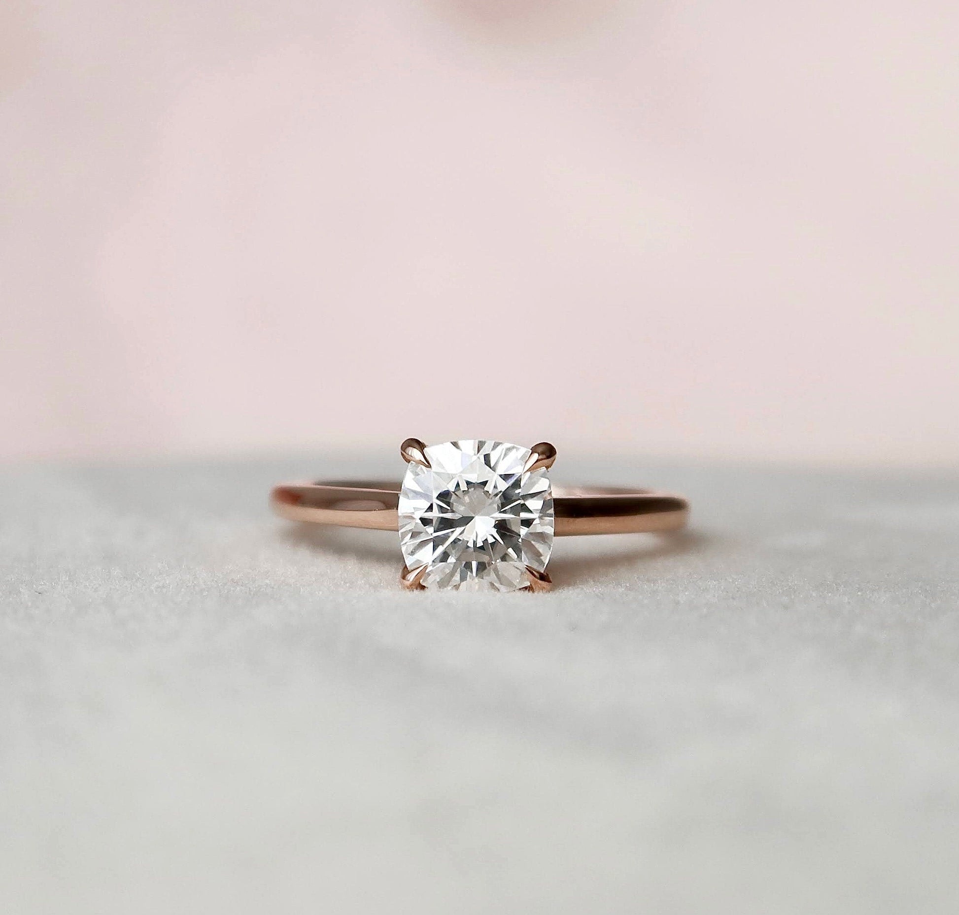 2 CT Cushion Hidden Halo & Pave Moissanite Engagement Ring