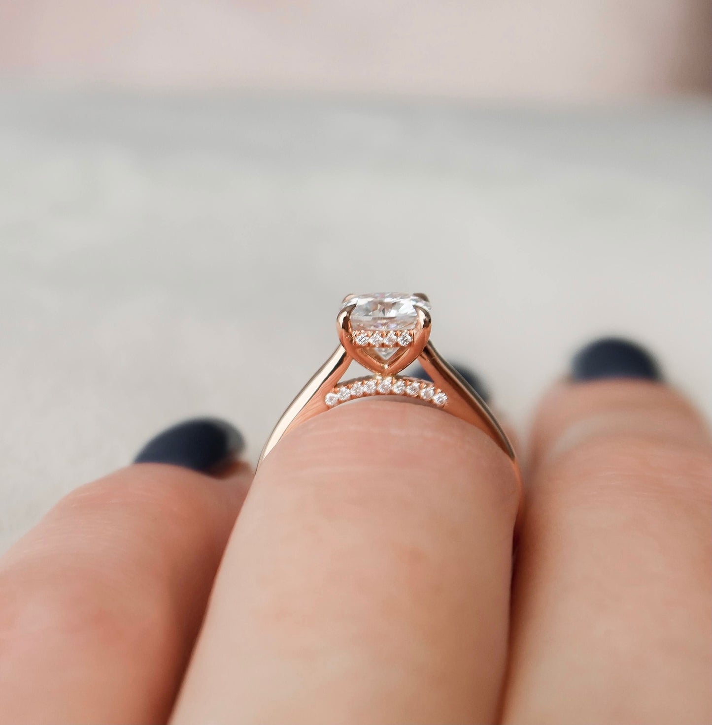 2 CT Cushion Hidden Halo & Pave Moissanite Engagement Ring