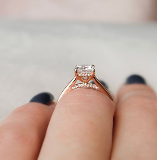 2 CT Cushion Hidden Halo & Pave Moissanite Engagement Ring