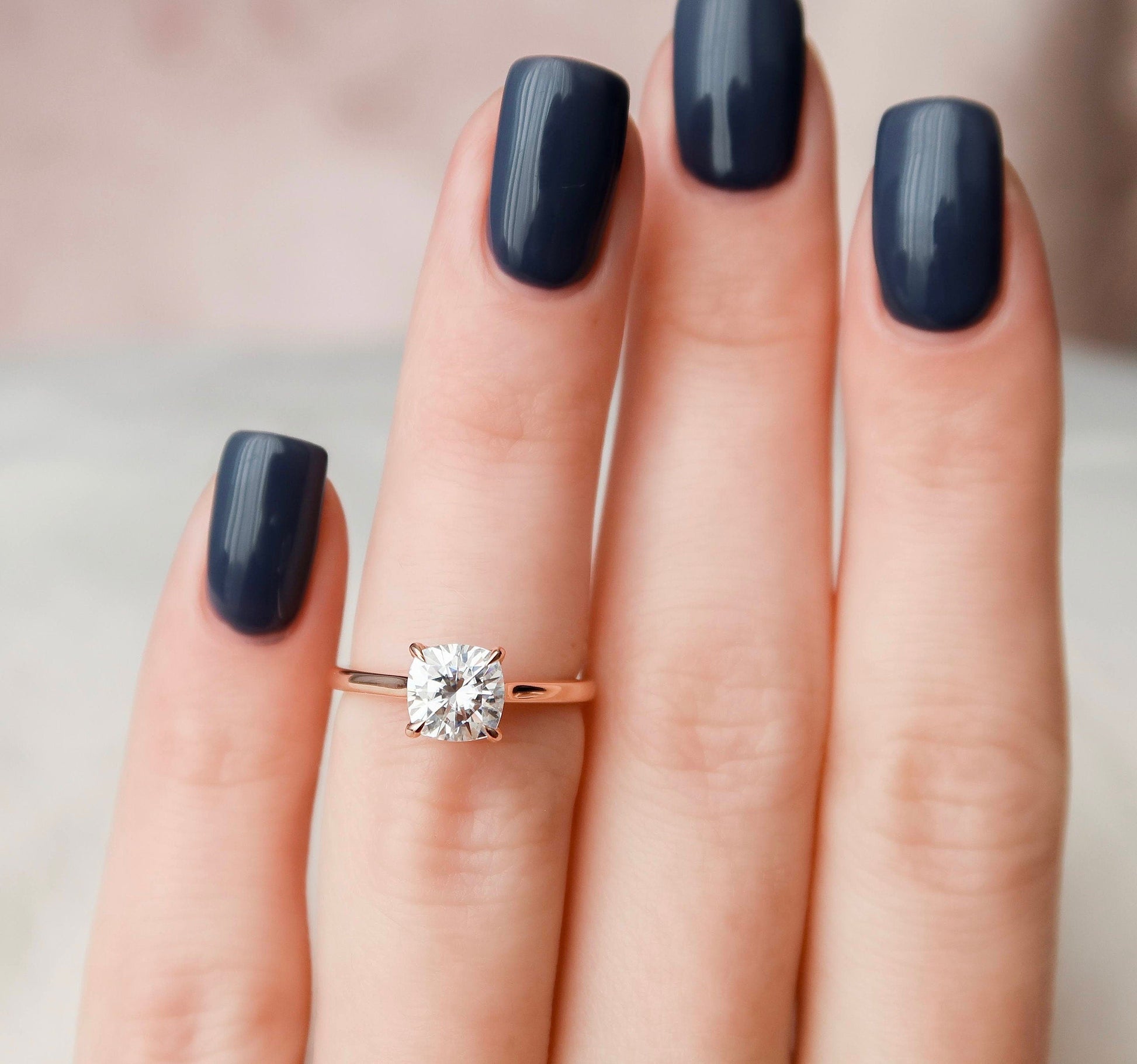 2 CT Cushion Hidden Halo & Pave Moissanite Engagement Ring