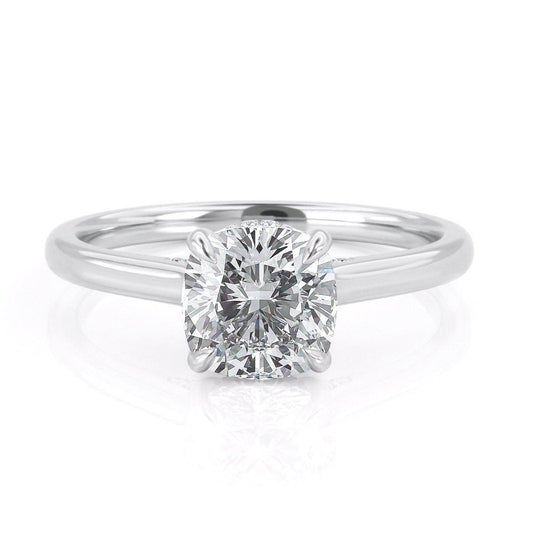 2 CT Cushion Hidden Halo & Pave Moissanite Engagement Ring