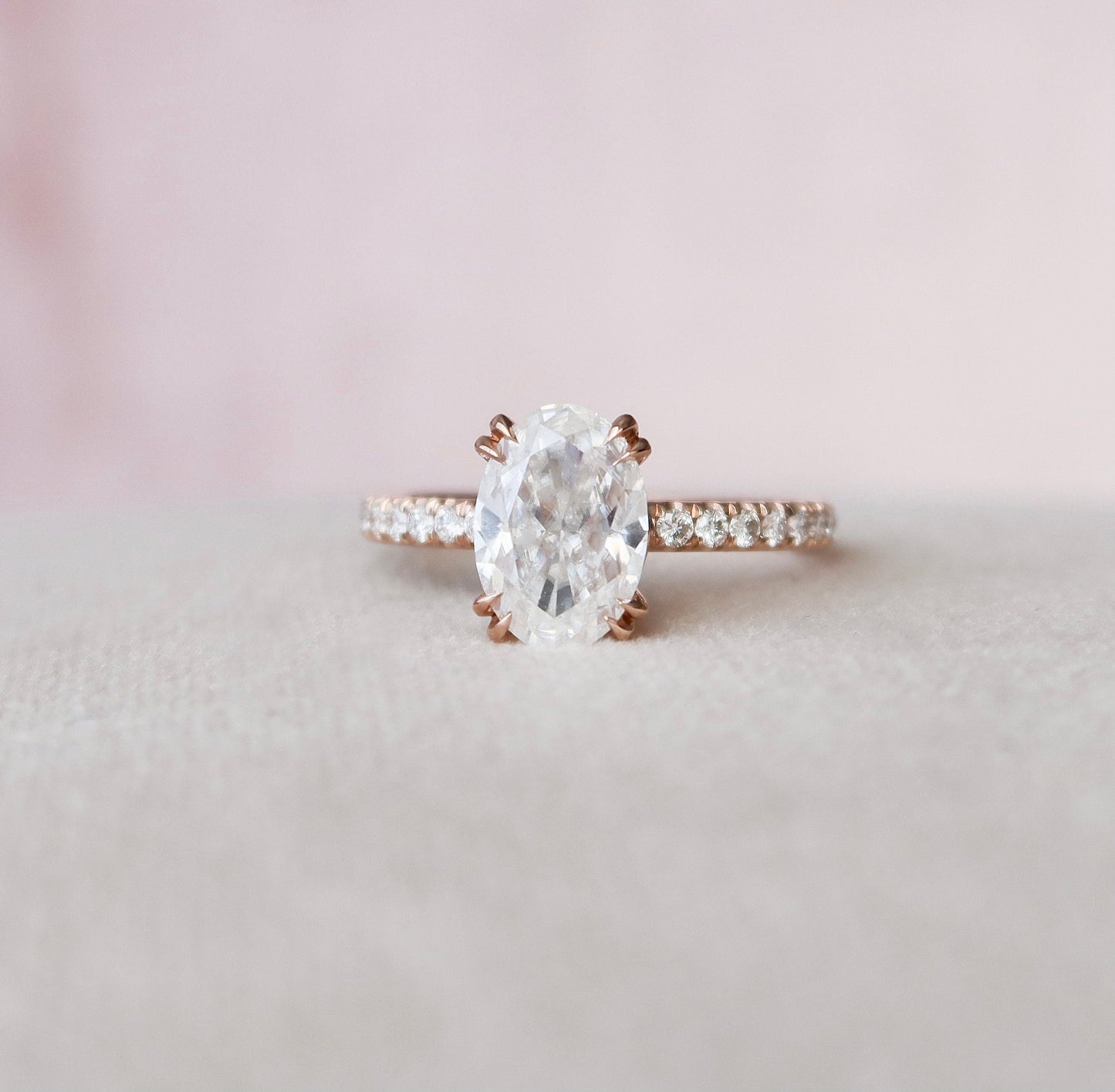 2 CT Oval Hidden Halo & Pave Moissanite Engagement Ring