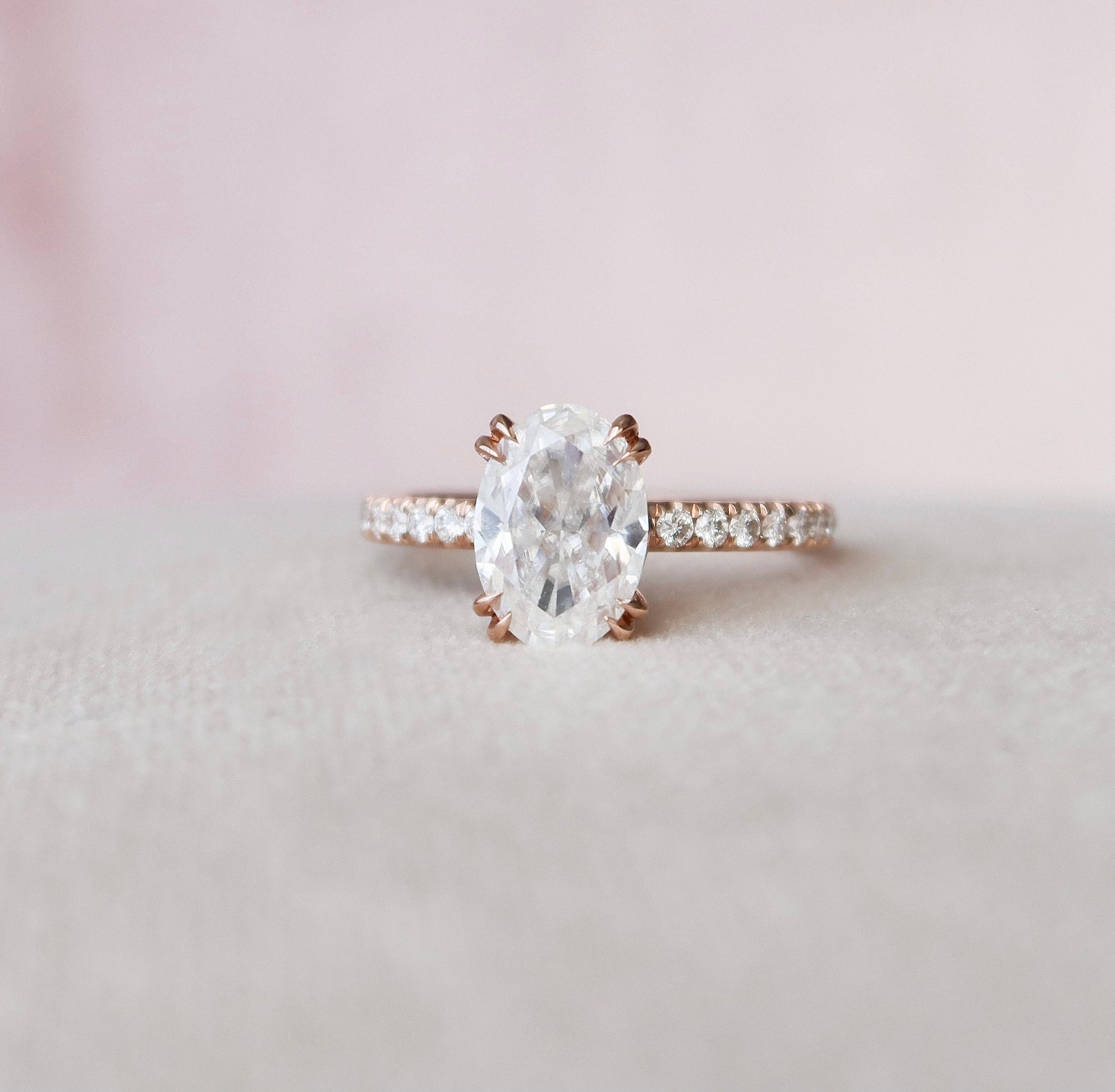 2 CT Oval Hidden Halo & Pave Moissanite Engagement Ring