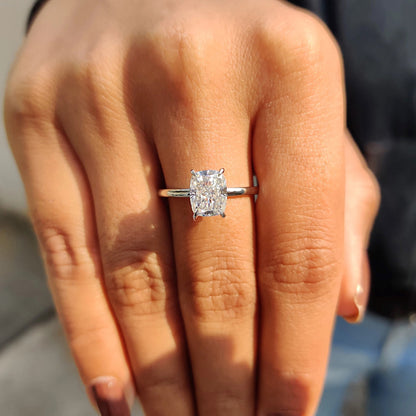 1 CT Cushion Hidden Halo Moissanite Engagement Ring