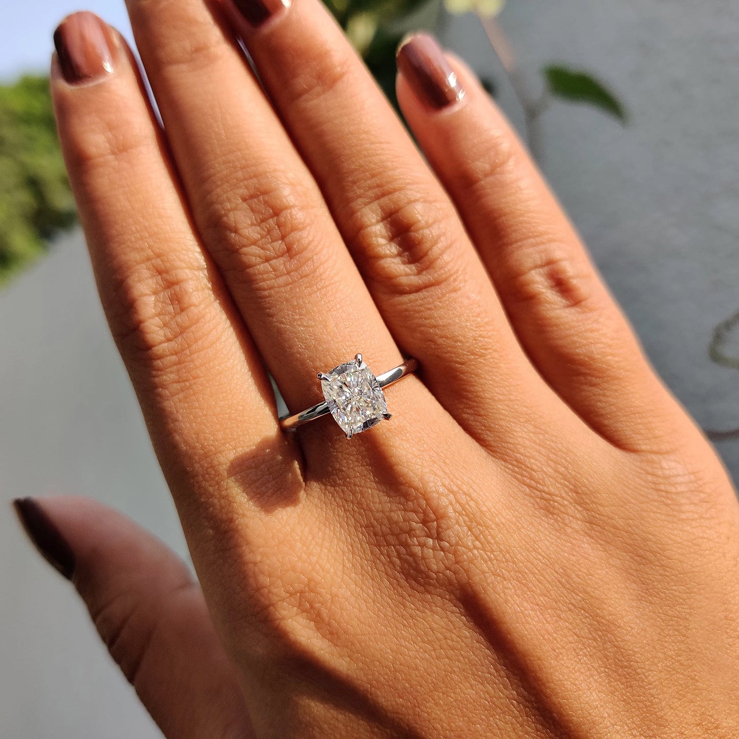 1 CT Cushion Hidden Halo Moissanite Engagement Ring