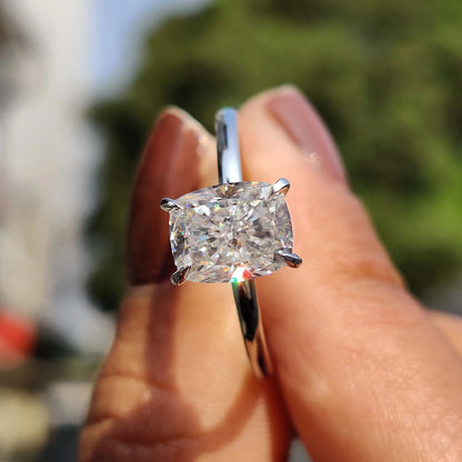 1 CT Cushion Hidden Halo Moissanite Engagement Ring