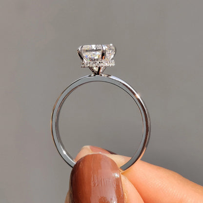 1 CT Cushion Hidden Halo Moissanite Engagement Ring