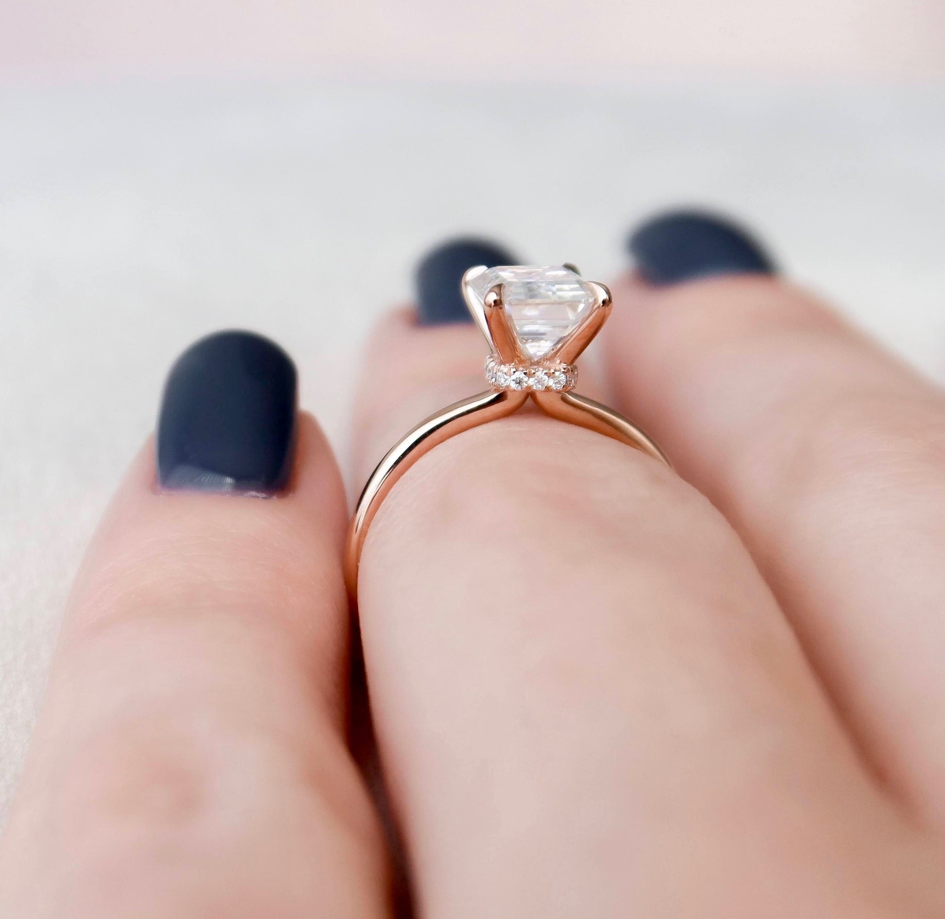 2 CT Emerald Hidden Halo Moissanite Engagement Ring