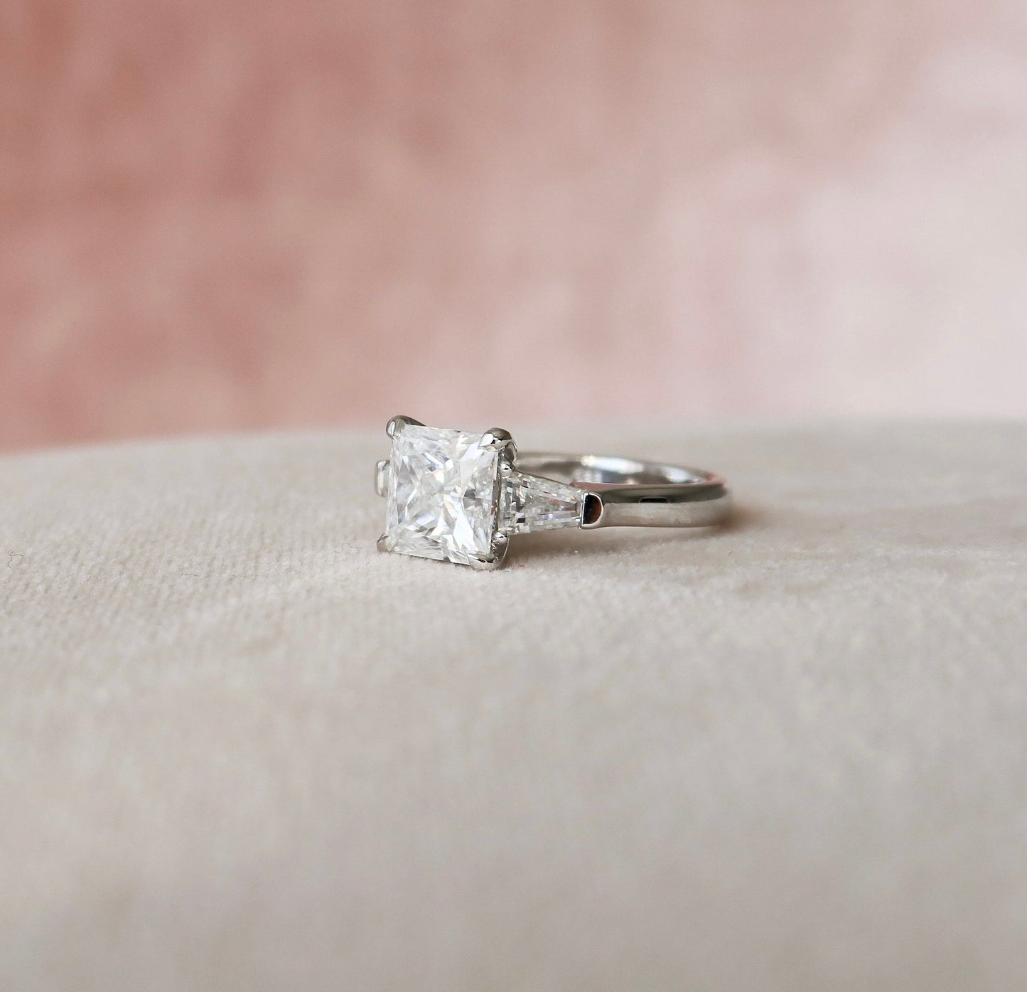 3 CT Princess Three Stone Moissanite Engagement Ring