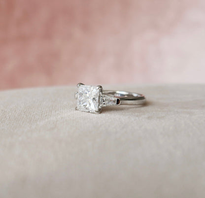 3 CT Princess Three Stone Moissanite Engagement Ring
