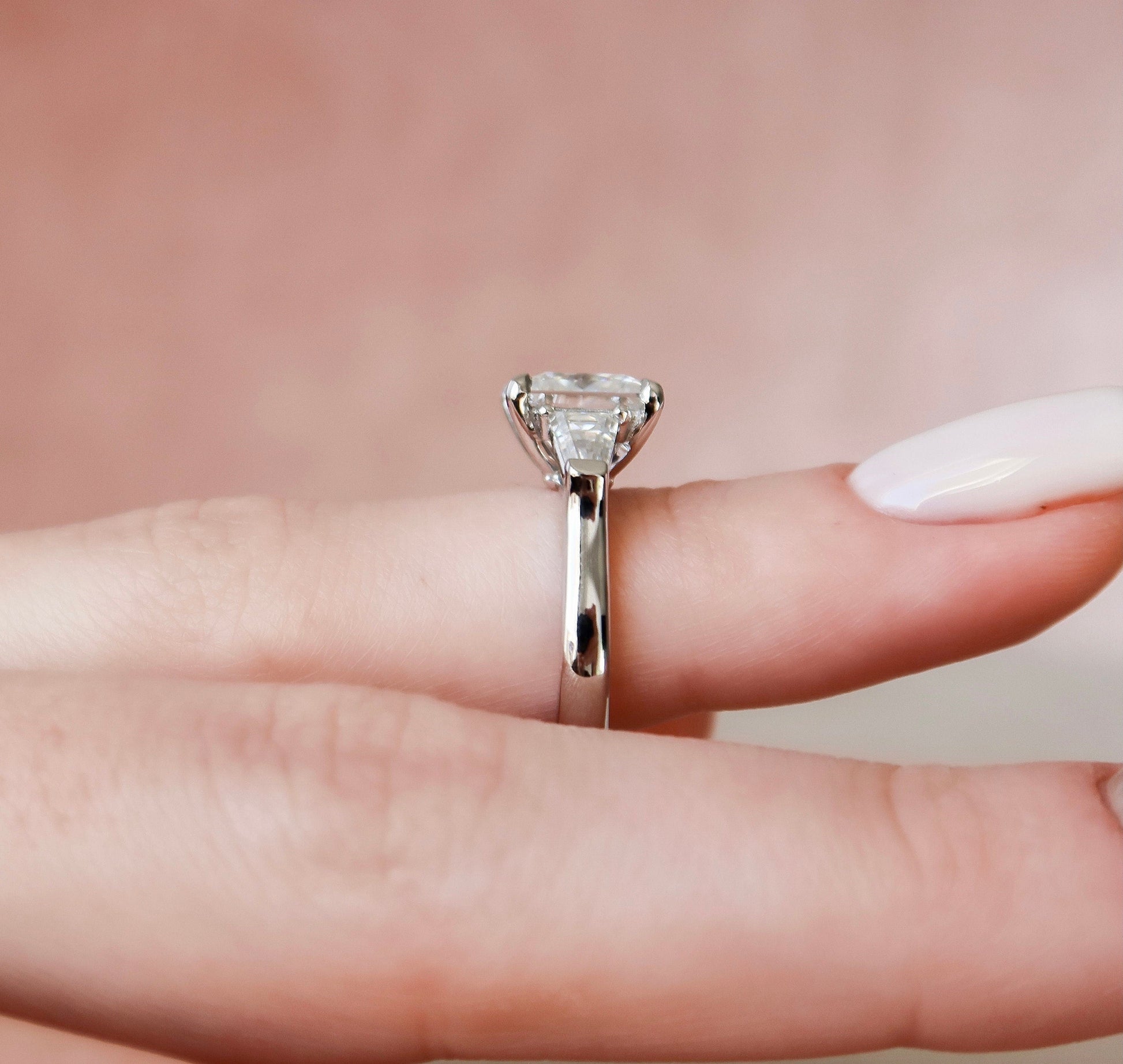3 CT Princess Three Stone Moissanite Engagement Ring