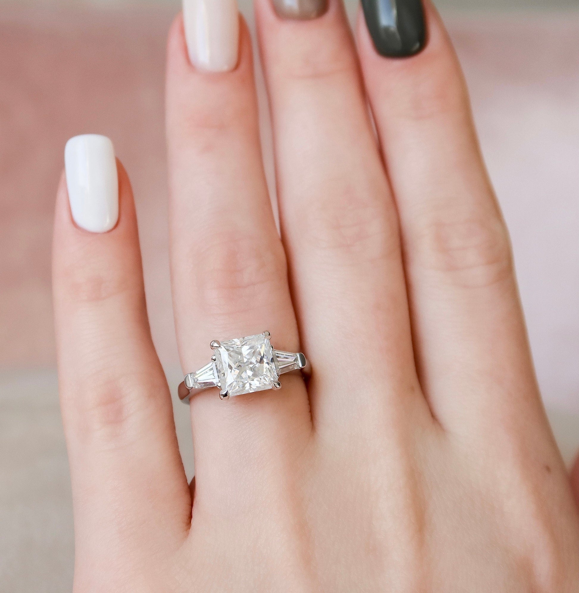 3 CT Princess Three Stone Moissanite Engagement Ring