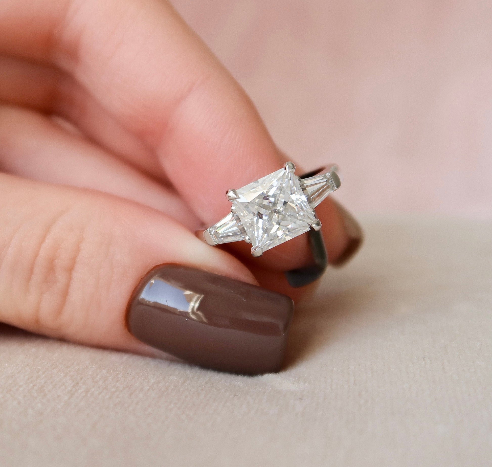 3 CT Princess Three Stone Moissanite Engagement Ring