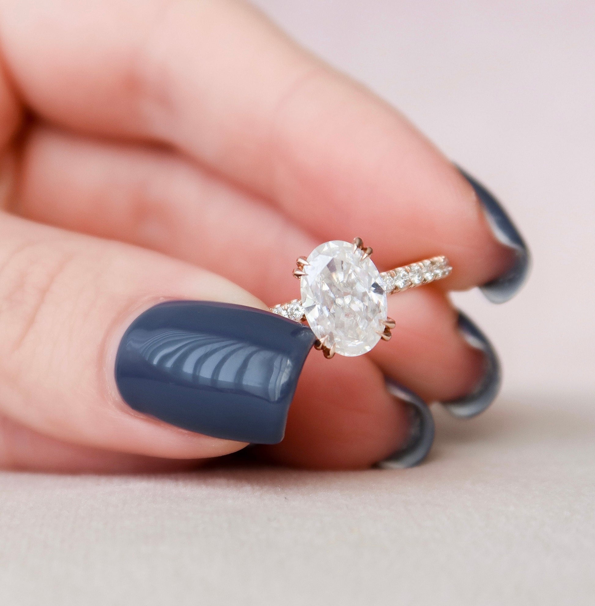 2 CT Oval Hidden Halo & Pave Moissanite Engagement Ring