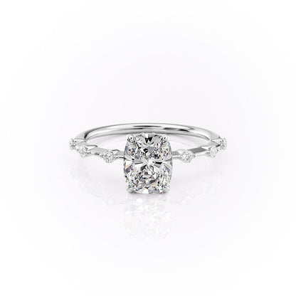 2 CT Elongated Cushion Dainty Pave Moissanite Engagement Ring