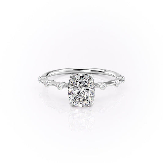 2 CT Elongated Cushion Dainty Pave Moissanite Engagement Ring