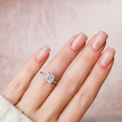 2 CT Cushion Hidden Halo Moissanite Engagement Ring
