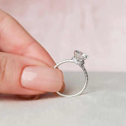2 CT Round Hidden Halo & Pave Moissanite Engagement Ring
