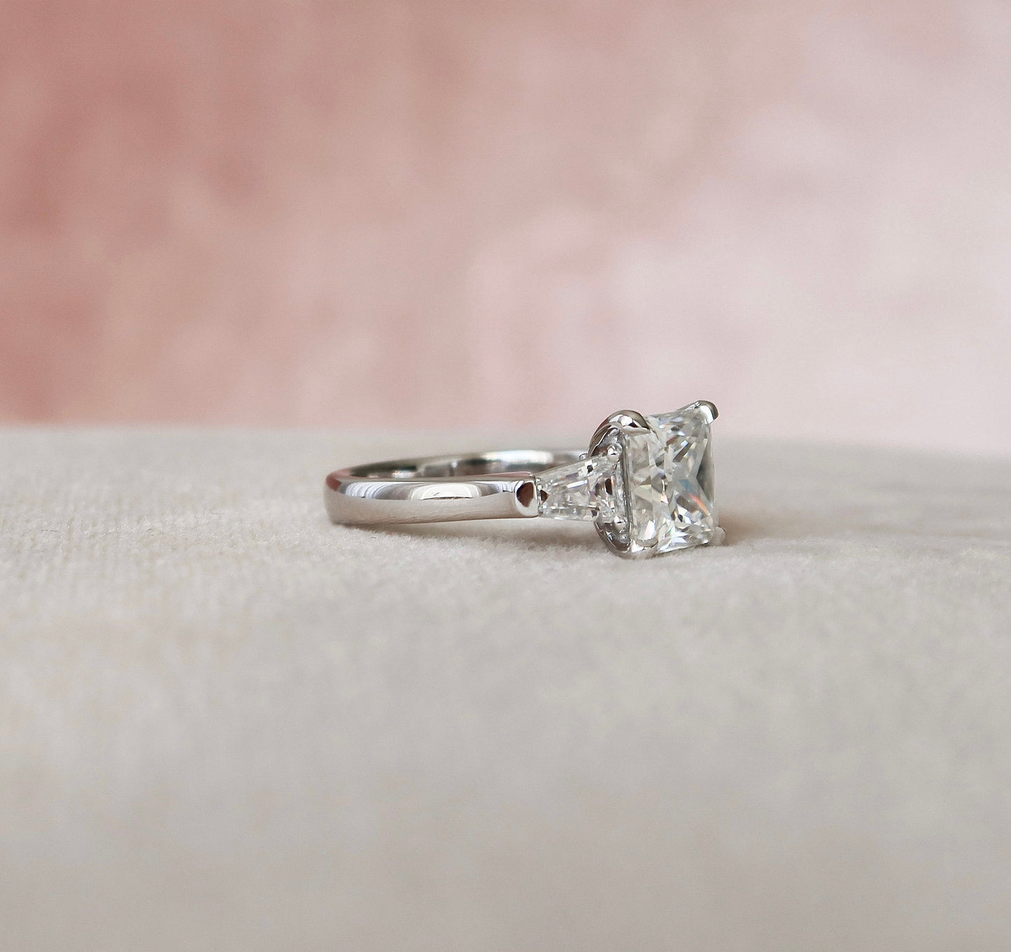 3 CT Princess Three Stone Moissanite Engagement Ring