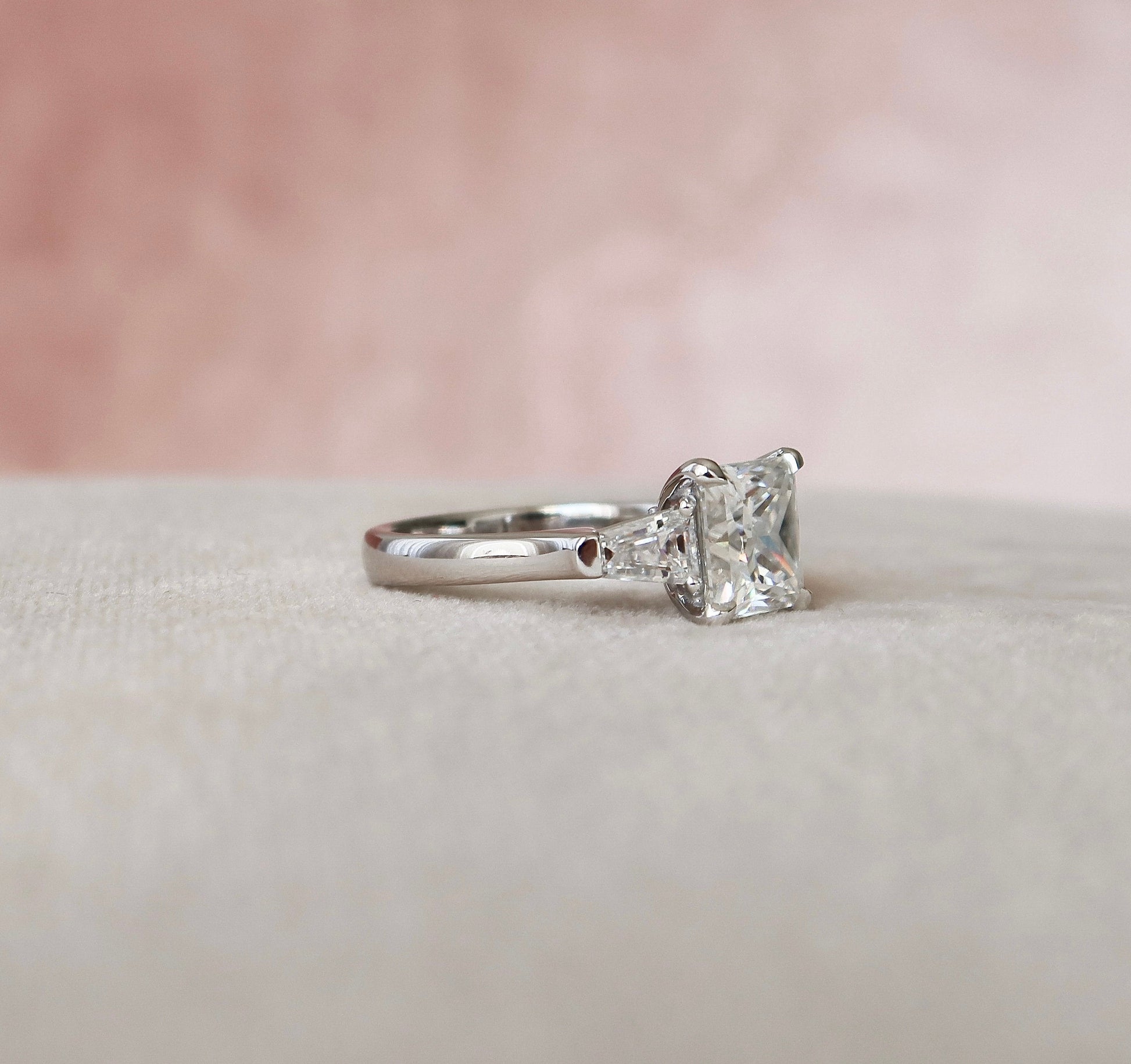 3 CT Princess Three Stone Moissanite Engagement Ring