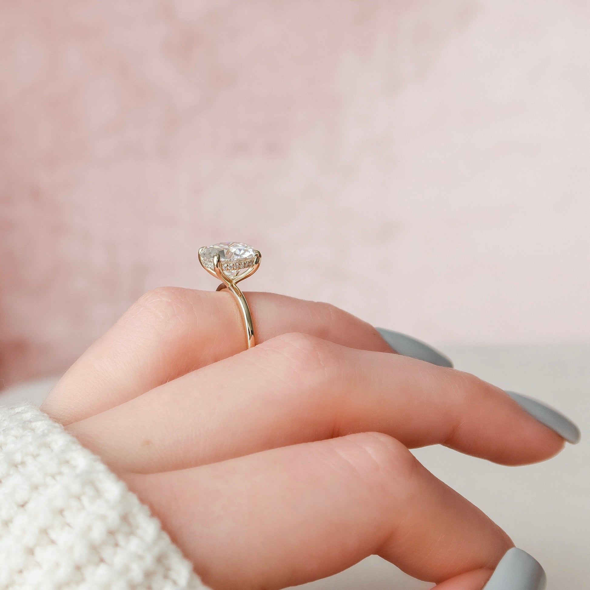 5 CT Round Hidden Halo Moissanite Engagement Ring