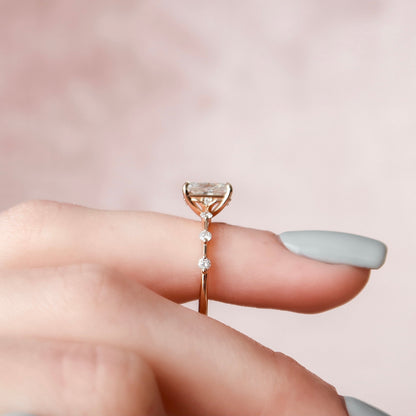 1.5 CT Radiant Dainty Pave Moissanite Engagement Ring
