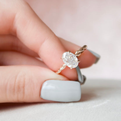 1.5 CT Oval Hidden Halo Moissanite Engagement Ring