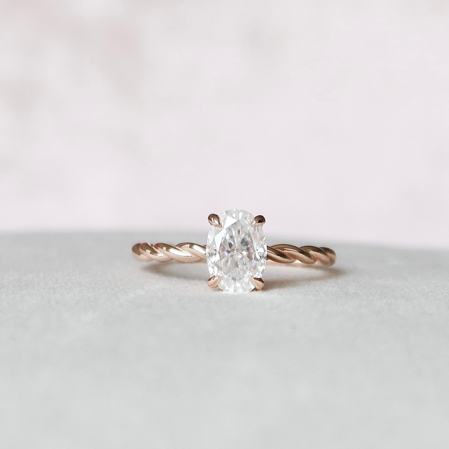 1.5 CT Oval Hidden Halo Moissanite Engagement Ring