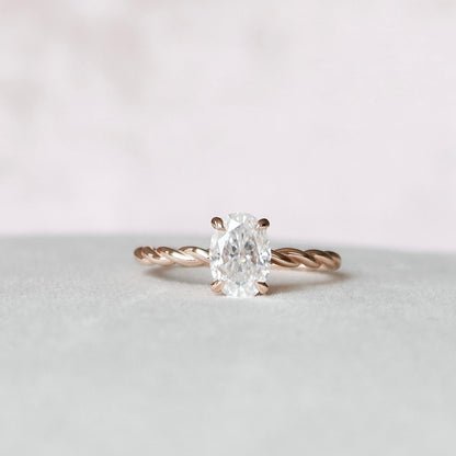 1.5 CT Oval Hidden Halo Moissanite Engagement Ring