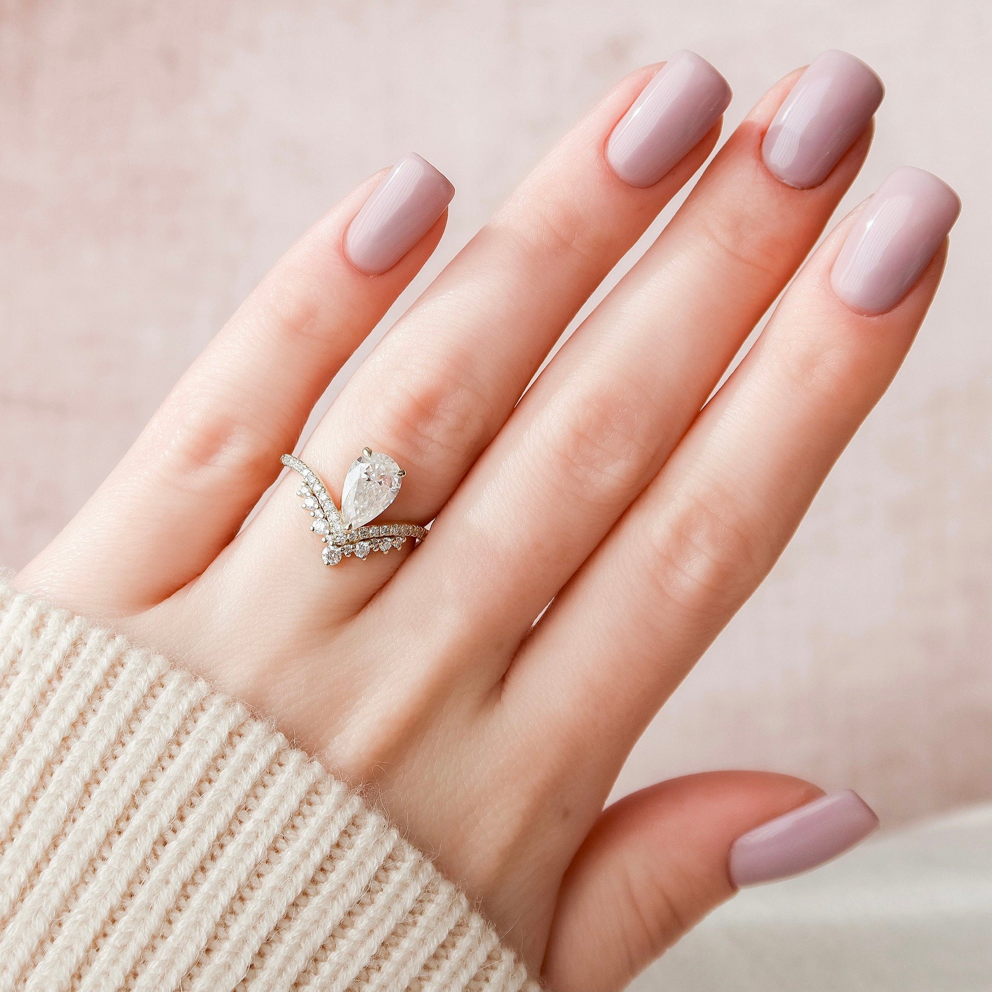 1.5 CT Pear Cluster Moissanite Engagement Ring