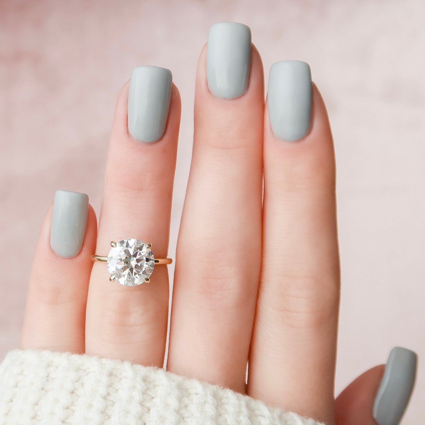 5 CT Round Hidden Halo Moissanite Engagement Ring