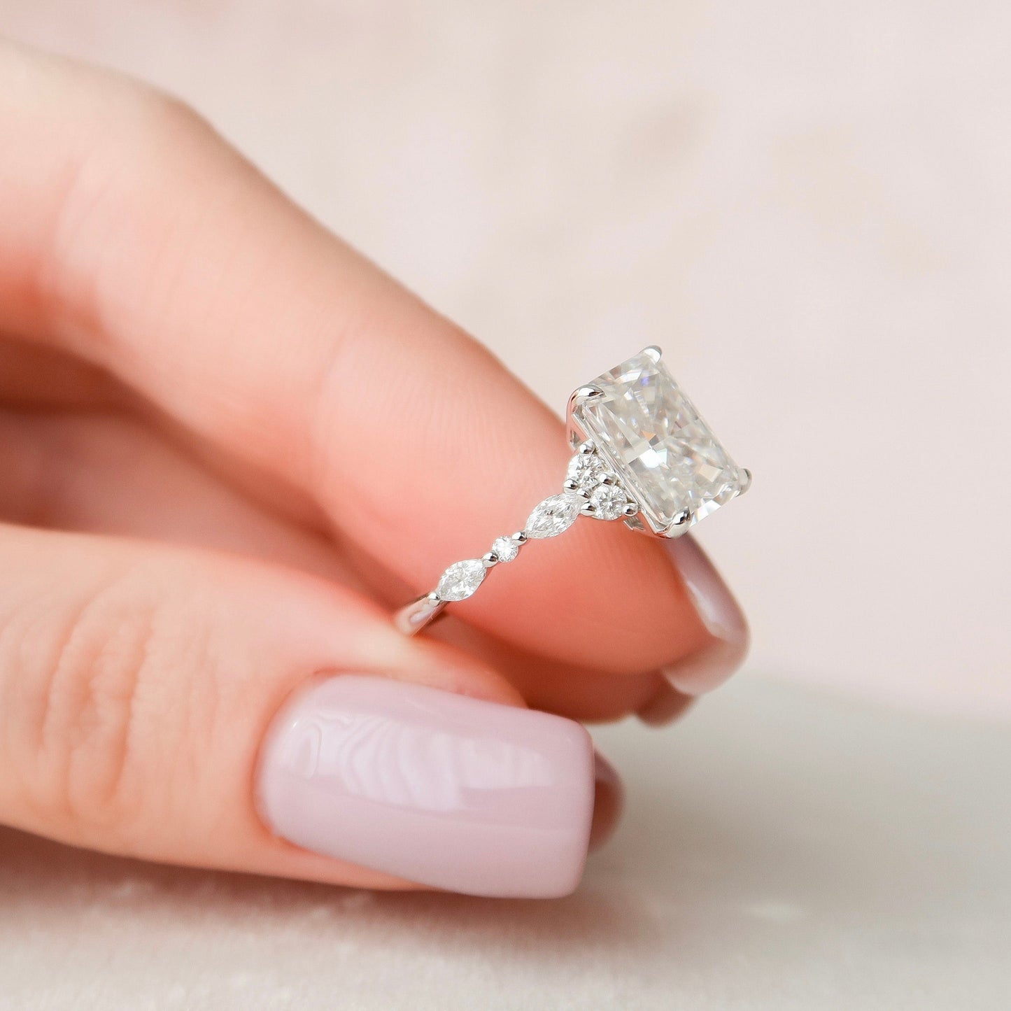 3.5 CT Radiant Cluster Moissanite Engagement Ring