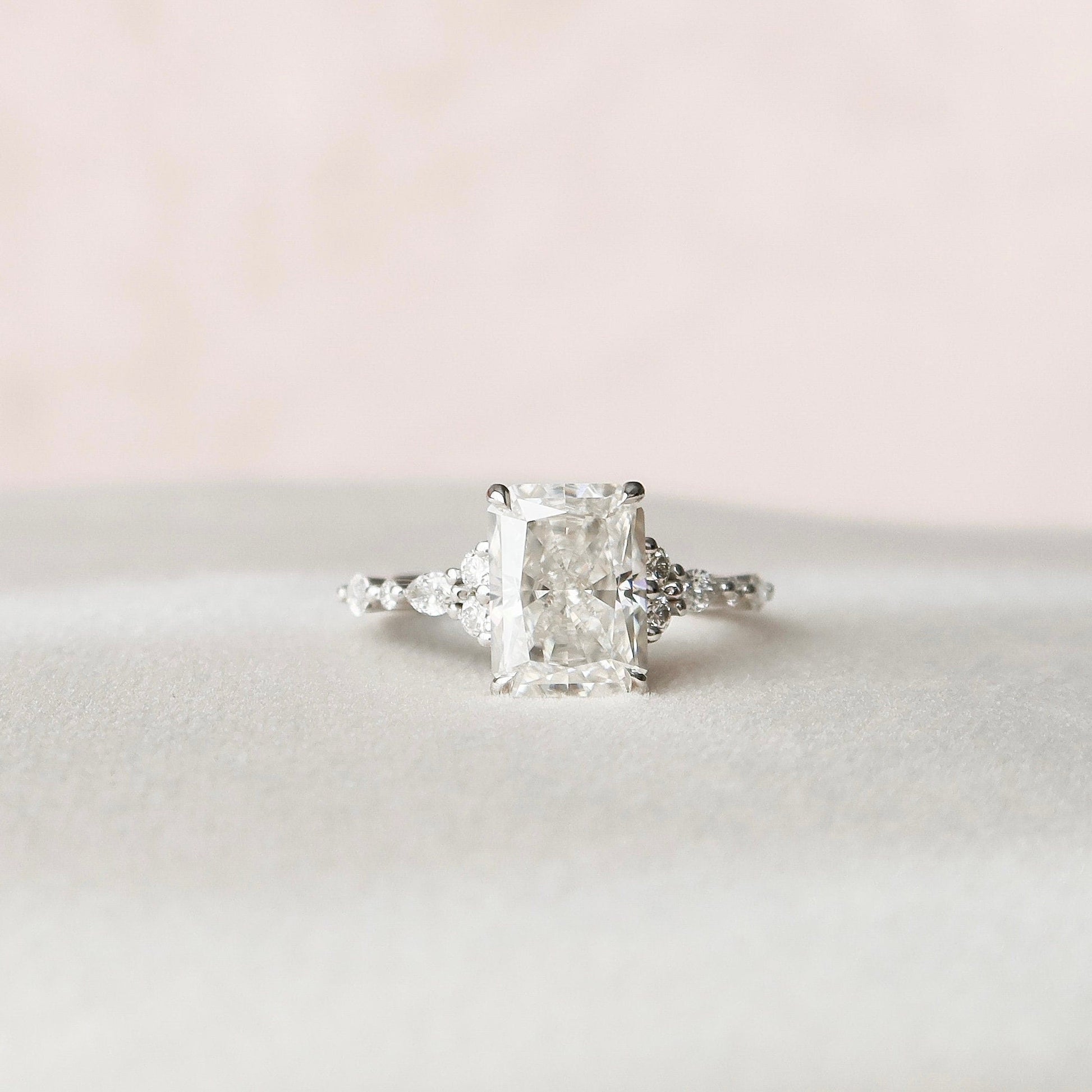 3.5 CT Radiant Cluster Moissanite Engagement Ring