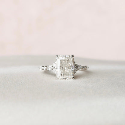 3.5 CT Radiant Cluster Moissanite Engagement Ring