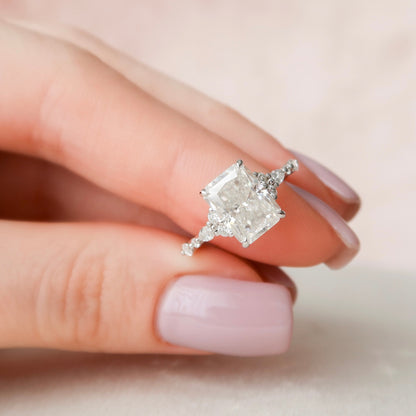 3.5 CT Radiant Cluster Moissanite Engagement Ring