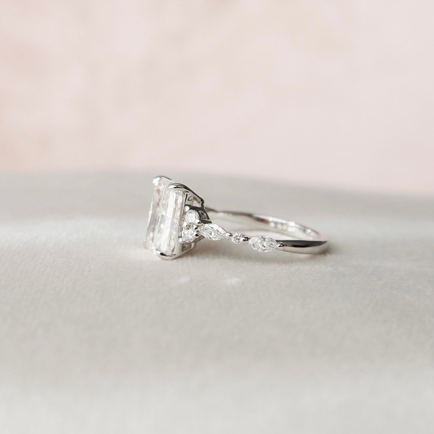 3.5 CT Radiant Cluster Moissanite Engagement Ring