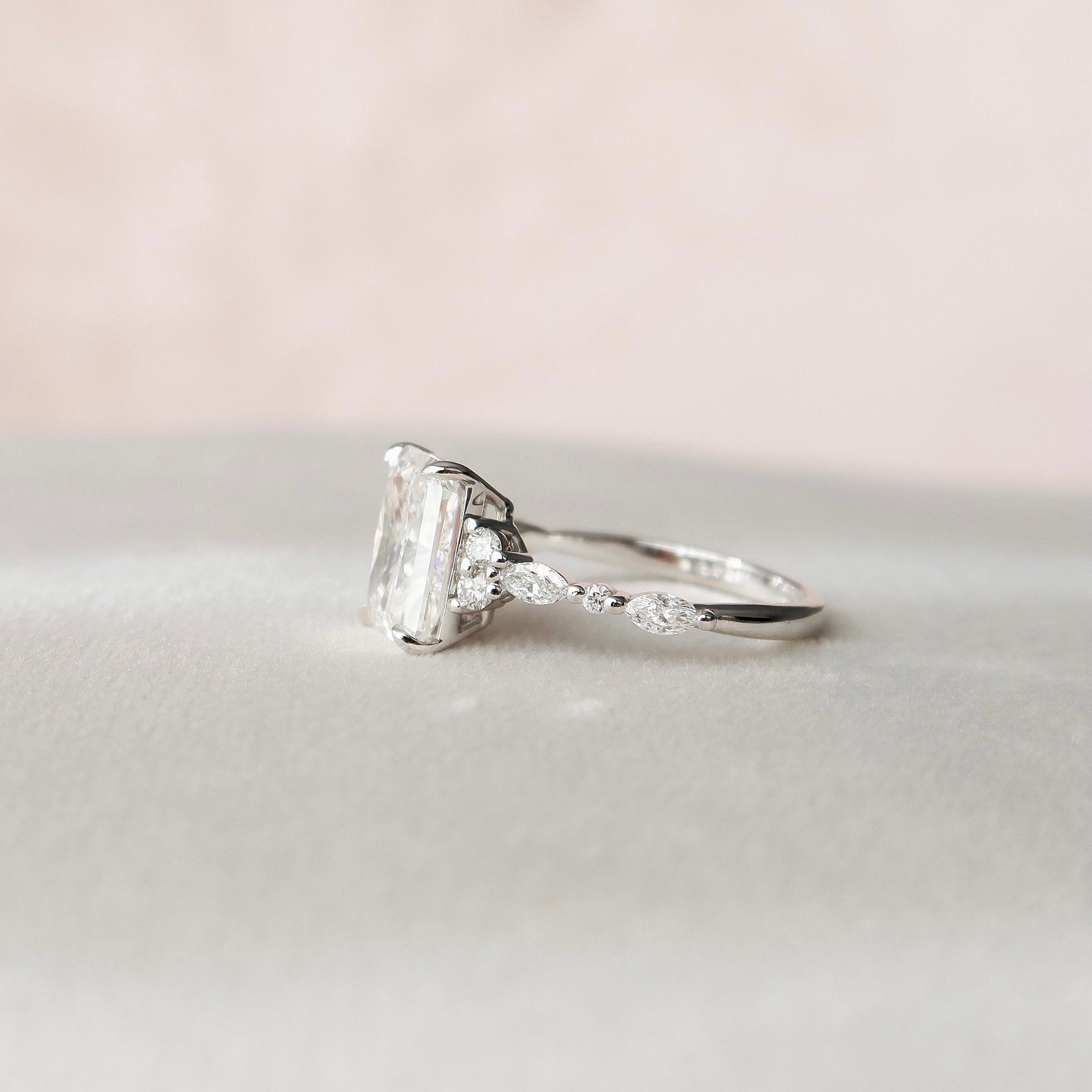 3.5 CT Radiant Cluster Moissanite Engagement Ring